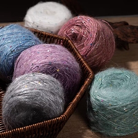 Mohair Yarn, Long Wool Knitting Yarn with Paillette, for Garments Scarves Sweater Shawl Hats