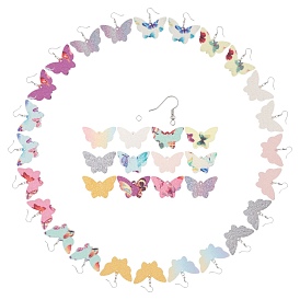 SUNNYCLUE DIY Butterfly Leather Earring Making Kits, Including PU Leather Pendants, Brass Earring Hooks, Iron Jump Rings