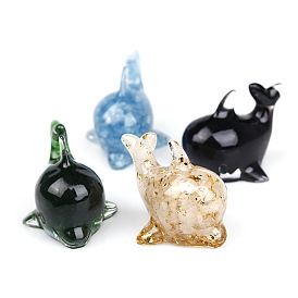 Natural Mixed Gemstone Chips Inside Dolphin Display Decorations, Figurine Home Decoration