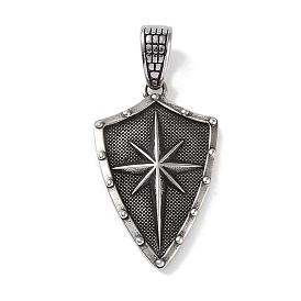 Viking 316 Surgical Stainless Steel Pendants, Shield with Star Charm