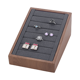 Подставки-органайзеры с наклонной задней частью из искусственной кожи, держатель для колец и серег-гвоздиков, прямоугольные