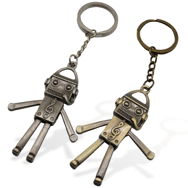 Alloy Robot Pendant Keychain,  Musical Note Key Ring