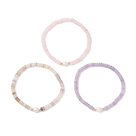 Браслеты из натуральных драгоценных камней и культивированного пресноводного жемчуга для женщин, рондель, с 304 из нержавеющей стали круглых бусин, золотые