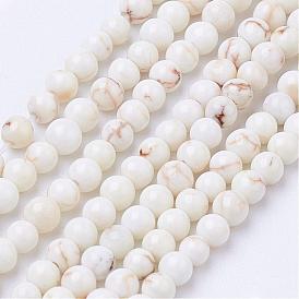 Brins de perles de magnésite naturelle, teint, ronde