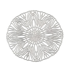 304 подвески из нержавеющей стали, плоский круглый с подвесками в виде листьев, гравированные металлические украшения