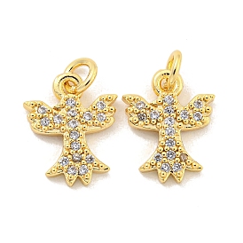 Brass Micro Pave Clear Cubic Zirconia Charms, Eagle