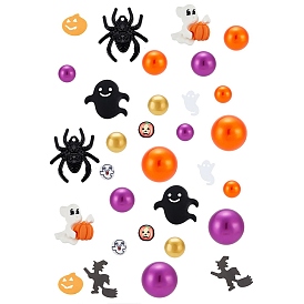 Наполнители для ваз на Хэллоуин своими руками, в том числе бусины из абс-пластика с имитацией жемчуга, подвески из сплава пауков, Кабошоны призрачной смолы и полимерной глины