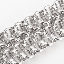 304 Stainless Steel Textured Rolo Chains, Unwelded