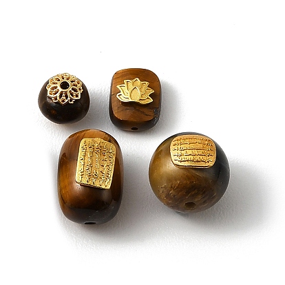 Природных тигровый глаз бисером, с латунной фурнитурой , реальный 18 k позолоченный