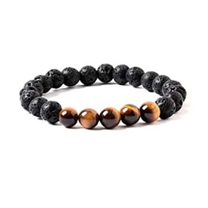 8мм тигровый глаз лавовый камень эластичный браслет ручной работы из бисера - натуральный камень, эластичные