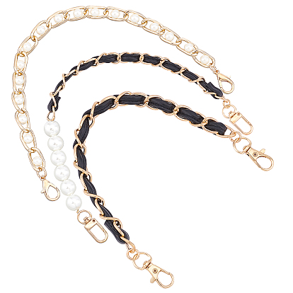 3Pcs 3 Styles Bag Handle Sets, Including Resin Bag Strap Handles, Resin and PU Leather Bag Strap Handle and PU Leather Bag Strap, with Alloy Clasps, for Bag Straps Replacement Accessories