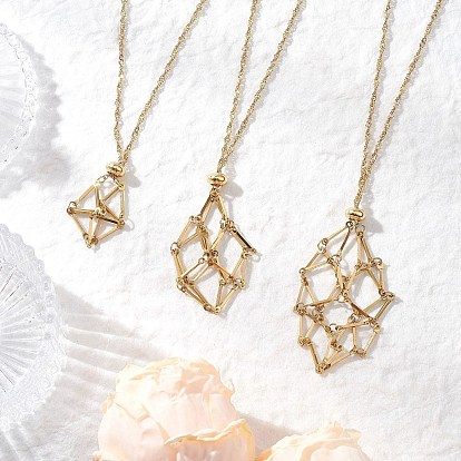 3 шт. 3 стили 304 нержавеющая сталь пустой макраме мешочек кулон сингапурская цепочка ожерелье изготовление, с латунными скользящими бусинами