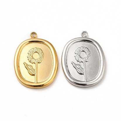 304 подвески из нержавеющей стали, овал с цветком