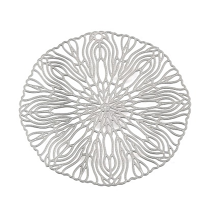 304 подвески из нержавеющей стали, плоский круглый с подвесками в виде листьев, гравированные металлические украшения