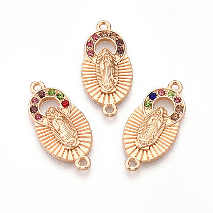 Подвески из сплава со стразами, золотой свет, без кадмия и без свинца, овальные с рисунками " virgin mary"