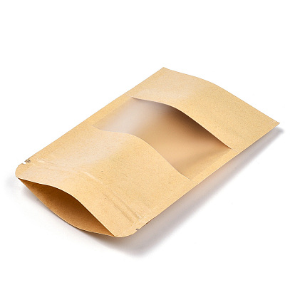 Resealable Kraft Paper Bags, Resealable Bags, Small Kraft Paper Stand up Pouch, with Window