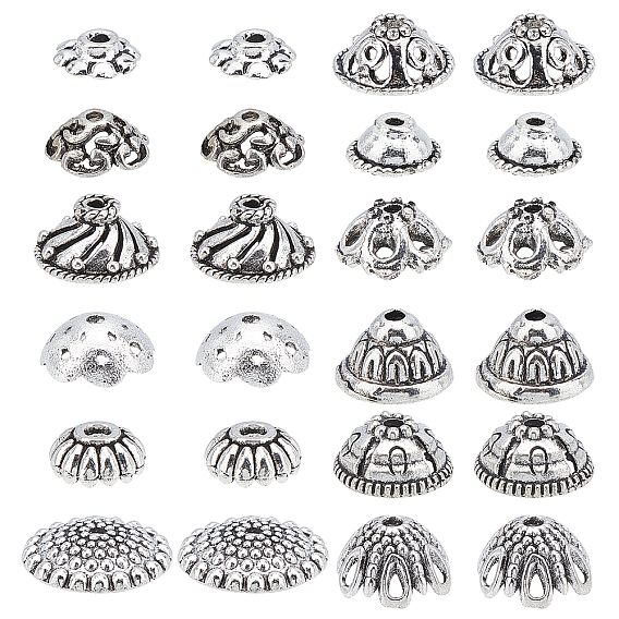 Tibetan Style Alloy Bead Caps, Apetalous, Lead Free