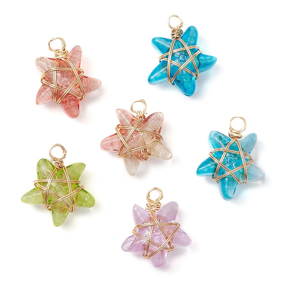 Стеклянные подвески, звезда, с медной проволокой