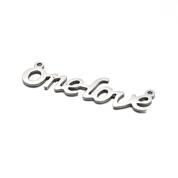 304 Edelstahl Anhänger, Wort eine Liebe, 10x37x1 mm, Bohrung: 1 mm
