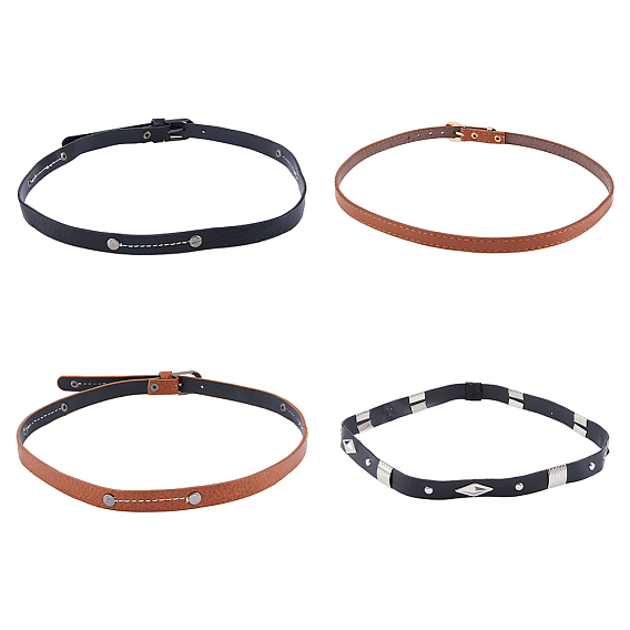 4 шт 4 стиль искусственная кожа юго-западный ковбойская шляпа лента, с пряжкой сплава, накладная тесьма для шляпных аксессуаров