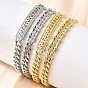 Браслеты из латунных прямоугольных звеньев с микропаве из прозрачного кубического циркония, браслеты из цепочек панцирного плетения для женщин, стойки покрытие, долговечный, без свинца и без кадмия