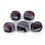 Transparent Handmade Blown Glass Globe Beads, Stripe Pattern, Flat Round