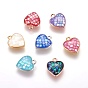 Brass Enamel Charms, with Freshwater Shell, Heart