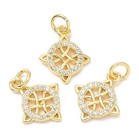 Rack Plating Brass Micro Pave Cubic Zirconia Pendants, with Jump Ring, Long-Lasting Plated, Lead Free & Cadmium Free