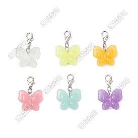 50Piezas de decoraciones colgantes de acrílico luminoso, con broches de langosta de la aleación de la garra, mariposa