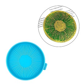 Flat Round with Stipe Pattern Cup Mat Silicone Molds, Resin Coaster Molds, for UV Resin & Epoxy Resin Craft Making