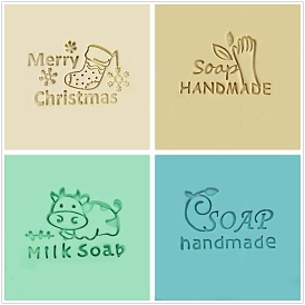 Transparent Resin Stamps, DIY Handmade Soap Stamp Chapters, Clear, Christmas Sock/Plam/Cow/Word Pattern