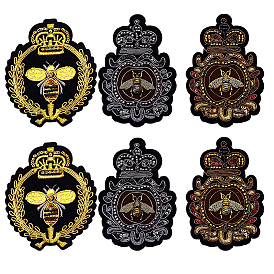 6шт 3 стили компьютерная вышивка ткань пришивание заплатки, аксессуары для костюма, аппликации в виде короны, с пчелами из сплава