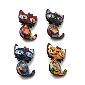 Cat with Glasses Enamel Pin, Electrophoresis Black Alloy Badge for Backpack Clothes, Cadmium Free & Lead Free