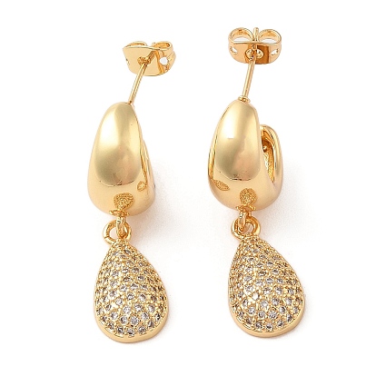 Серьги-гвоздики из латуни с микро-паве, прозрачные серьги-гвоздики с кубическим цирконием для женщин, без кадмия и без свинца, долговечный, слеза