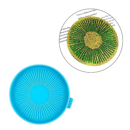 Flat Round with Stipe Pattern Cup Mat Silicone Molds, Resin Coaster Molds, for UV Resin & Epoxy Resin Craft Making