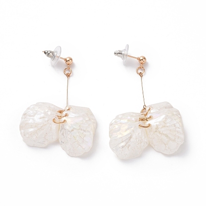 Acrylic Imitation Shell Dangle Earrings, Alloy Drop Earrings with 925 Sterling Silver Pins for Women