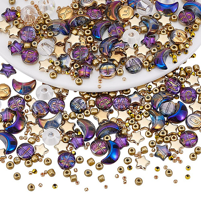 500шт. наборы для самостоятельного изготовления бусин, включая стеклянные бусины смешанных стилей, CCB пластиковые шарики, разнообразные