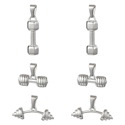 6 шт 3 стили 304 подвески из нержавеющей стали, гантель очарование