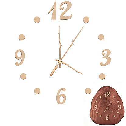 1 Juego de cabujones de MDF de madera de tilo, cabujones con números de reloj, número con redondo plano
