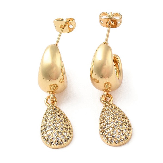 Серьги-гвоздики из латуни с микро-паве, прозрачные серьги-гвоздики с кубическим цирконием для женщин, без кадмия и без свинца, долговечный, слеза