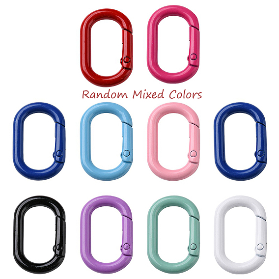10Pcs Spray Painted Alloy Spring Gate Rings, Oval Ring