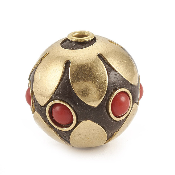 Handmade Indonesia Beads, with Raw(Unplated) Brass Findings, Round