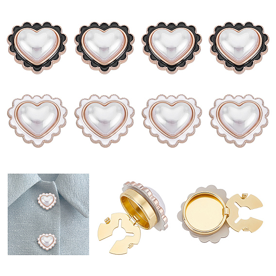 8Pcs 2 Styles Alloy Cufflinks, with Resin Enamel Heart