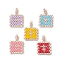 Handmade MIYUKI Round Rocailles Seed Beads Pendants, Beaded Rectangle Charms