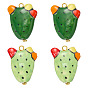 4pcs 2 styles pendentifs en porcelaine faits à la main, charmes de cactus, avec les accessoires en fer