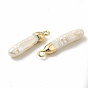 Baroque Natural Keshi Pearl Pendants, Column Charms, with Brass Loops