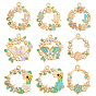 18шт 9 стили подвески из эмалированного сплава с покрытием, со стразами, золотые, венок очарование