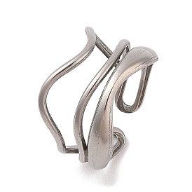 Wave 304 Stainless Steel Cuff Rings for Women