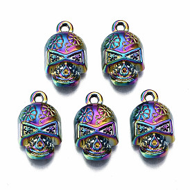 Rainbow Color Alloy Pendants, Cadmium Free & Lead Free, Skull