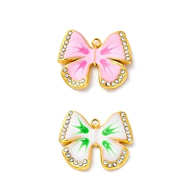 304 нержавеющей стальной эмали подвески, со стразами, очарование бантом, вакуумное покрытие pvd, реальный 18 k позолоченный